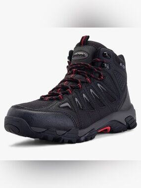 SHULOOK Men's Waterproof Hiking Boots Black/Red 9.5
